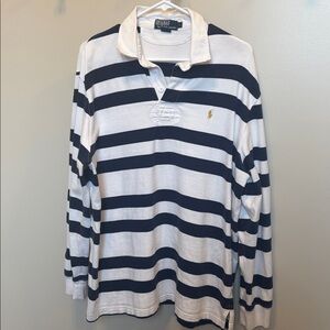 Vintage Polo Ralph Lauren Rugby Shirt Mens Size Large Long Sleeve Striped